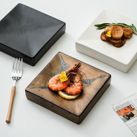 Modern Square Ceramic Plate – Hotel Style Tableware for Cold Dishes & Appetizers