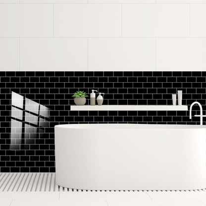 Black Glossy Peel & Stick Wall Tiles – Self-Adhesive Waterproof Backsplash for Kitchen & Bathroom