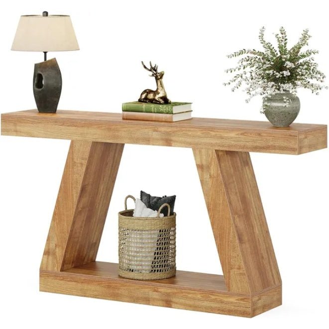 Rustic 55" Console Table: Industrial Wooden Sofa Table with Storage - Entryway, Hallway, Living Room - DonoHome