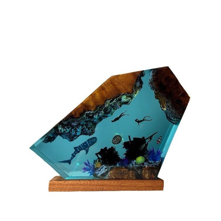 Submarine Resin Diving Decorative Creative Medium Night Lamp with Ocean Theme Design