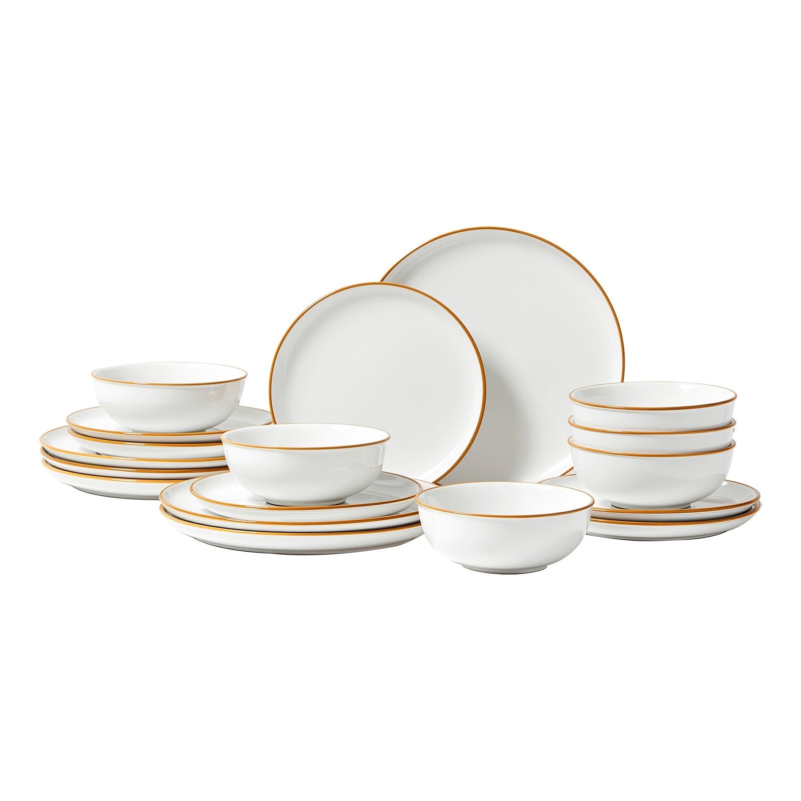 18-Piece Ceramic Dinnerware Set – Plates & Bowls Service for 6, White - DonoHome