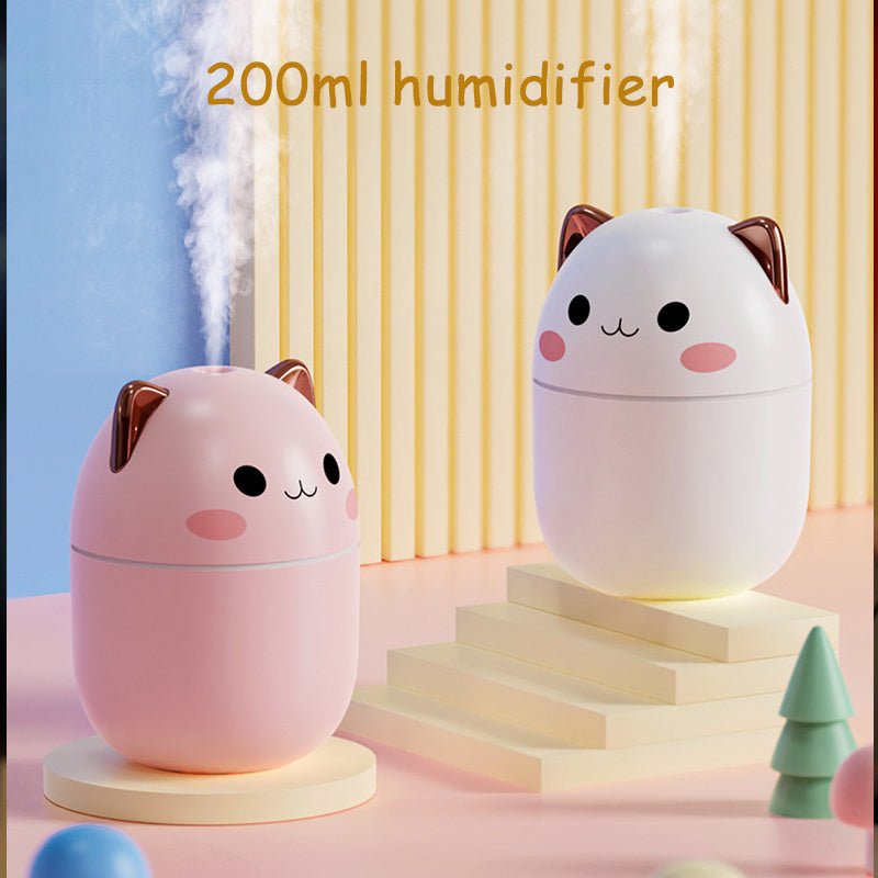 Cute Cat USB Air Humidifier & Aroma Diffuser with LED Light for Home & Car