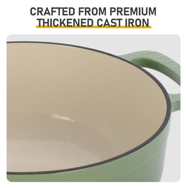 6QT Enamel Cast Iron Dutch Oven, Gradient Green, with Silicone Handles