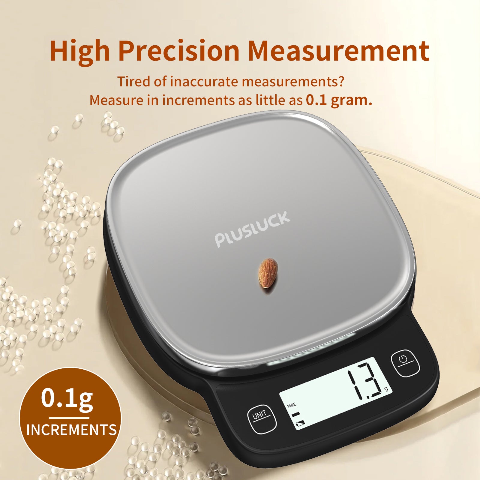Digital Kitchen Scale - High Precision 0.1g, 5kg Capacity, Stainless Steel, LCD Display - DonoHome