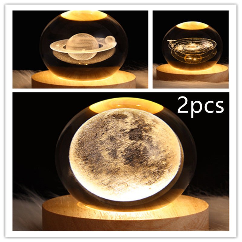 3D Galaxy Crystal Ball LED Night Light, Dimmable Table Lamp