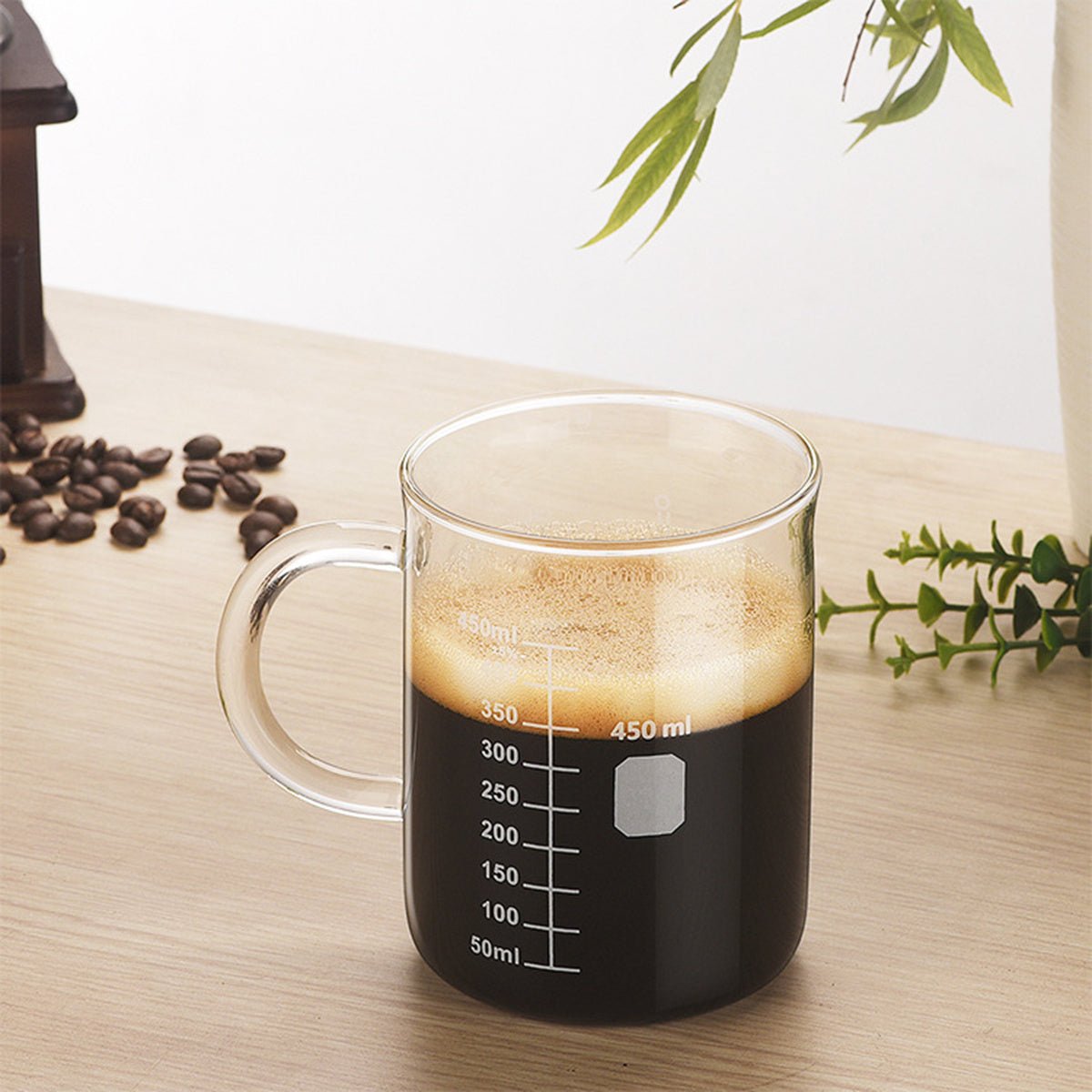High Borosilicate Glass Coffee Cup – 1PC Clear Mug with Scale Marking