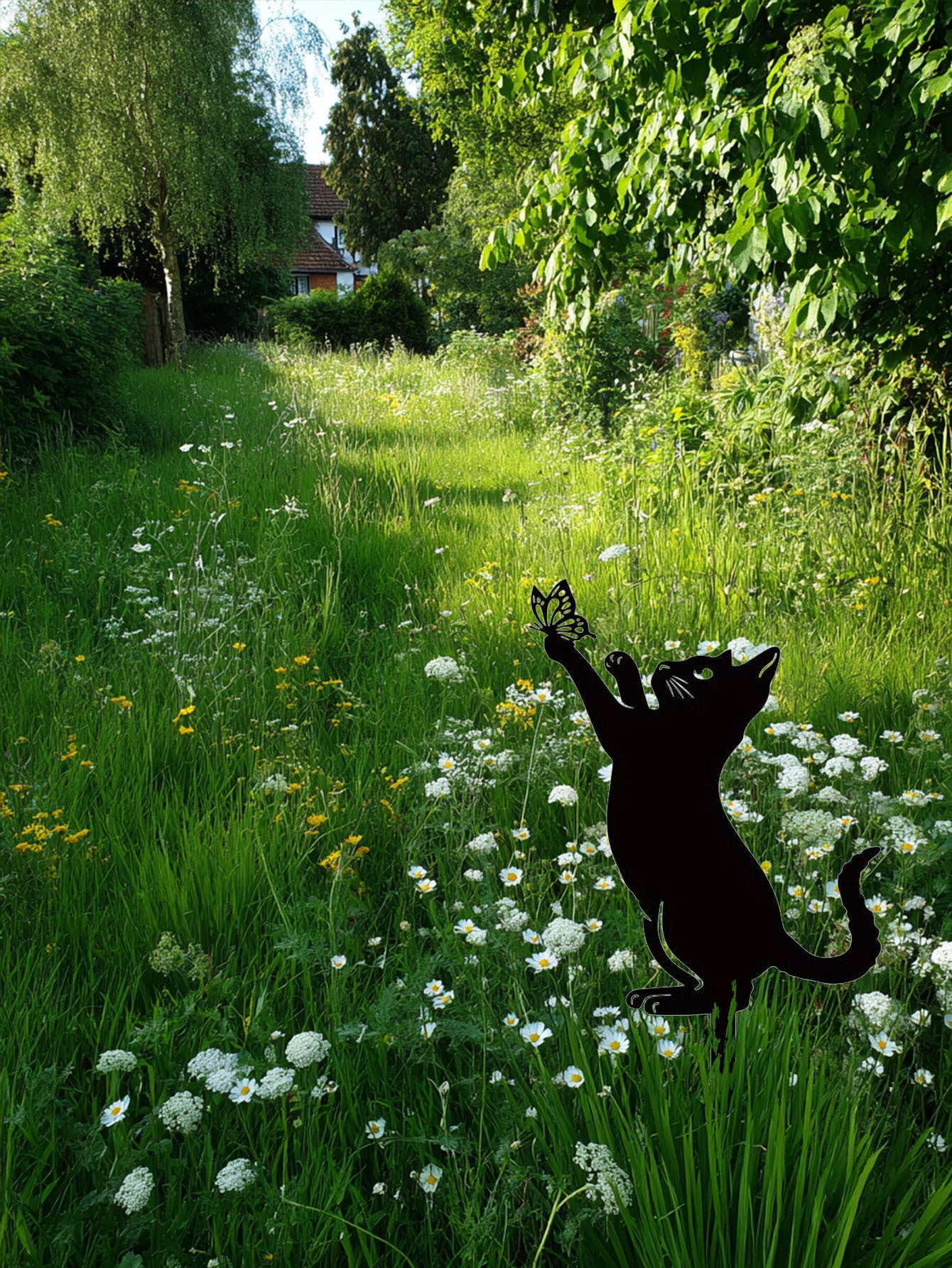 Cat Garden Stake – Elegant Silhouette Yard Statue for Lawn & Outdoor Decor