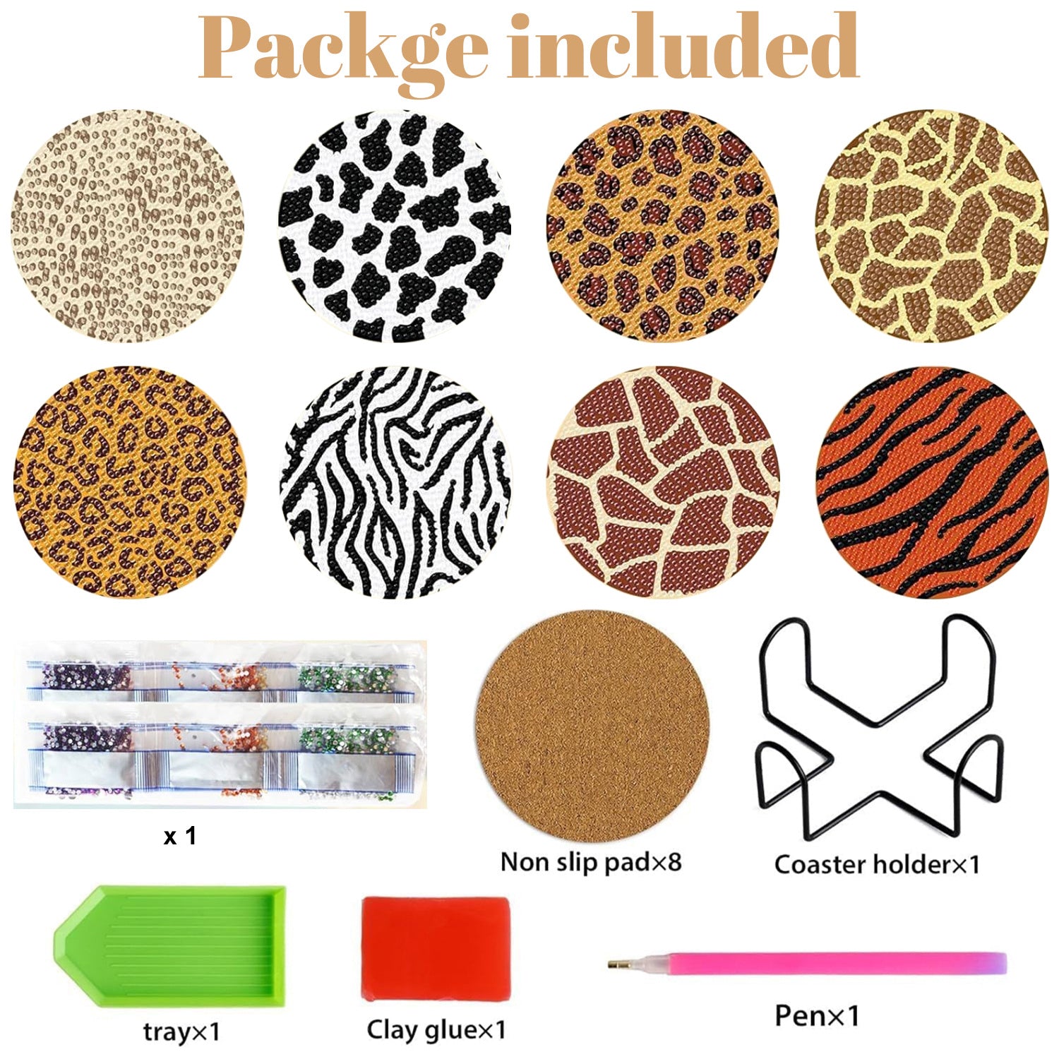 8Pcs Rhinestones Art Coasters - DonoHome