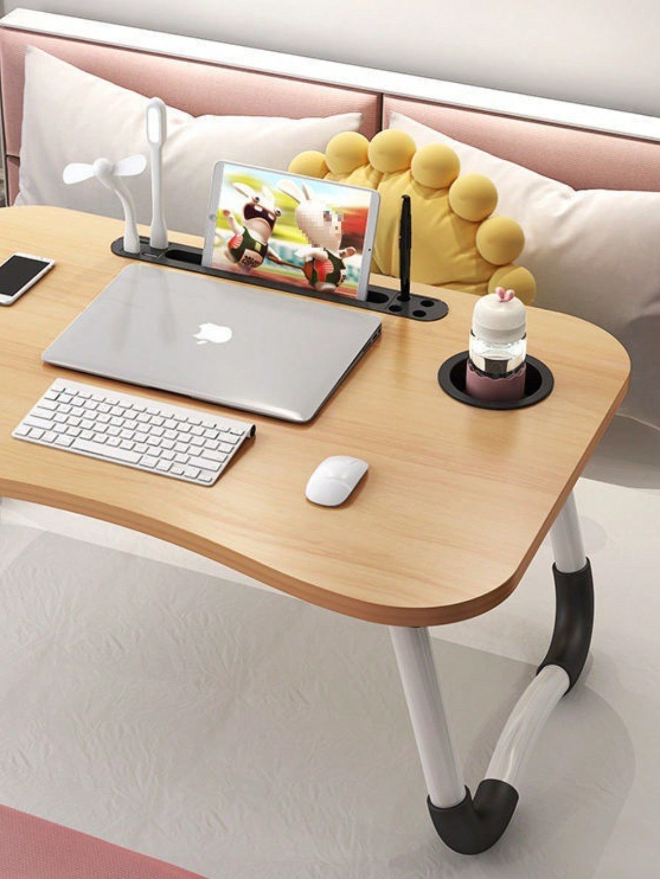 Portable Folding Laptop Desk with Cup Holder for Dorm, Bedroom, Office - Multifunctional Study Table - DonoHome