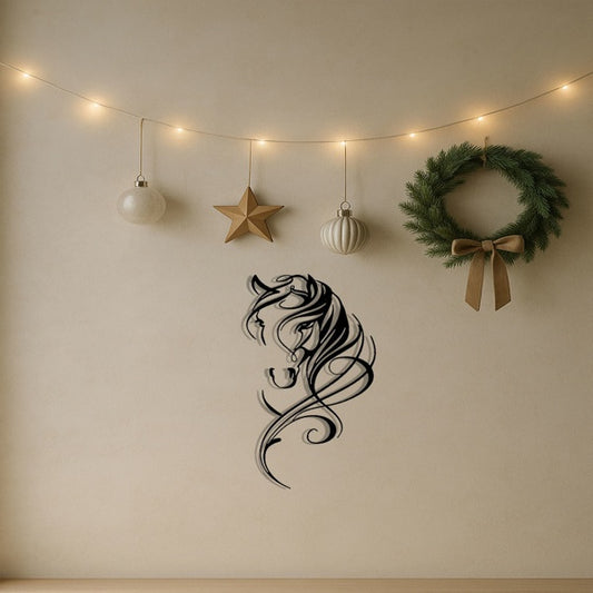 Modern Abstract Horse Metal Wall Art  Vintage Industrial Wall Decor For Farmhouse, Boho & Minimalist Homes - Unique Hanging Art For Living Room, Bedroom, Office & Bar - Trendy Room Decor, Housewarmi