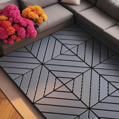 44 Pack Plastic Interlocking Deck Tiles – 12"x12" Waterproof Outdoor Patio Flooring for Balcony, Poolside & Backyard (Dark Grey)
