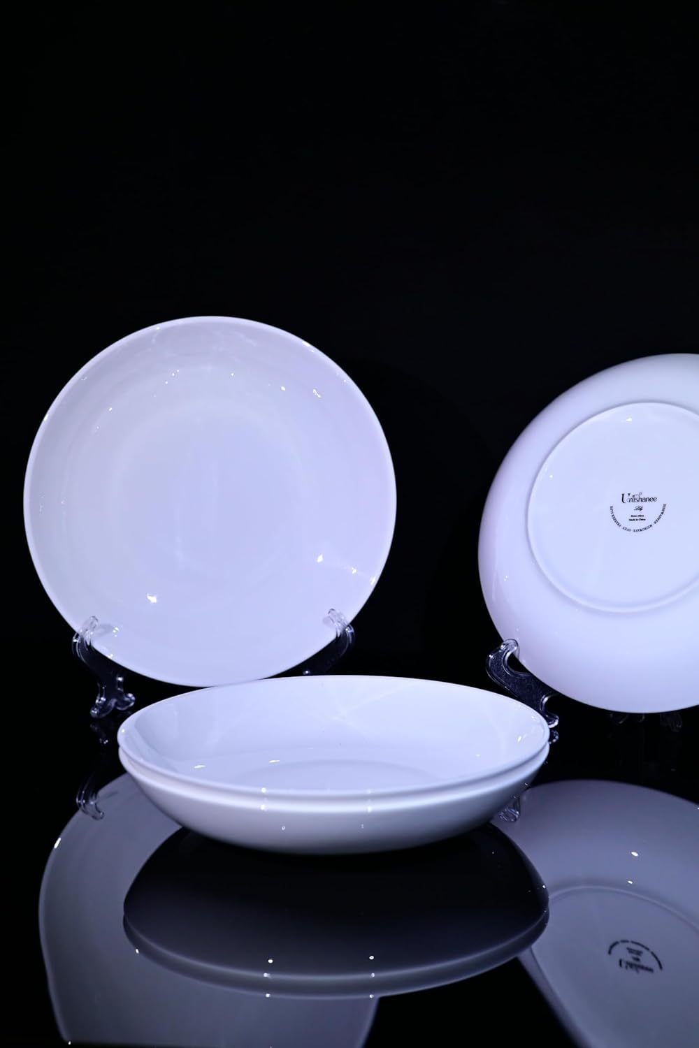 Set of 4 – 8.5″ Bone China Pasta/Salad Plates (White)