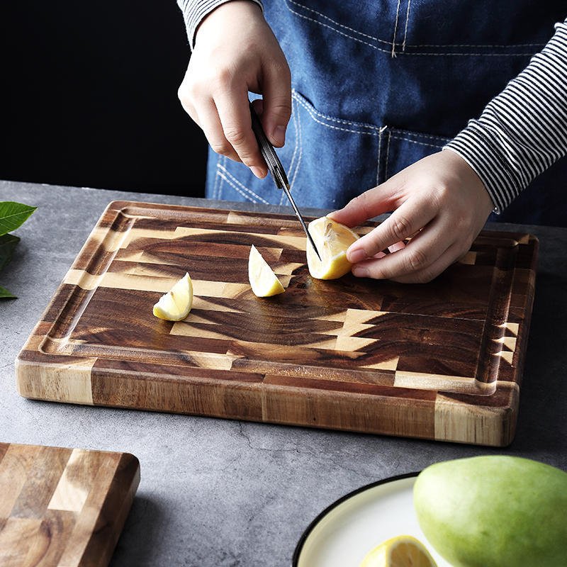 Solid Wood Parquet Cutting Board – Thick Kitchen Chopping Block for Household Cooking