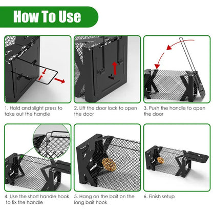 Humane Metal Mouse Trap Cage – Reusable No-Kill Rodent Catch & Release for Indoor & Outdoor Use