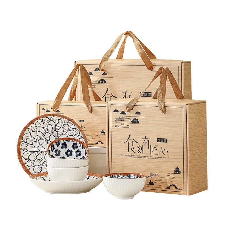 Japanese Style Ceramic Tableware Set – Bowls, Plates & Dishes in Gift Box - DonoHome