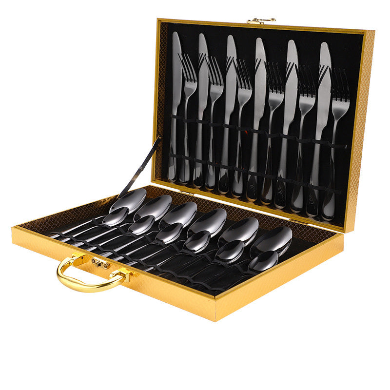 24-Piece Stainless Steel Flatware Set in Gift Case (Black/Matte Black/Colorful/Gold/Silver/Rose Gold)