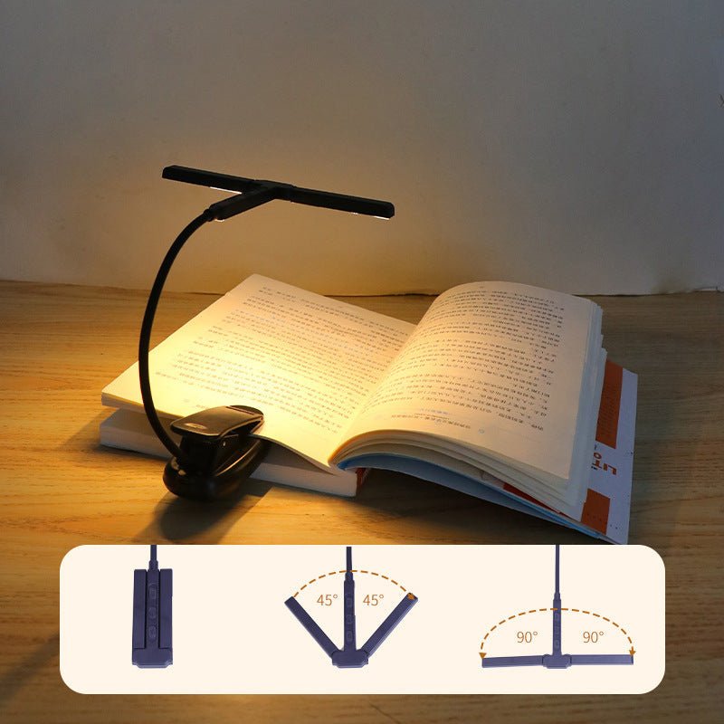 Portable Double-Headed Clip-On Reading Light, Foldable LED Lamp for Book & Bedside Use