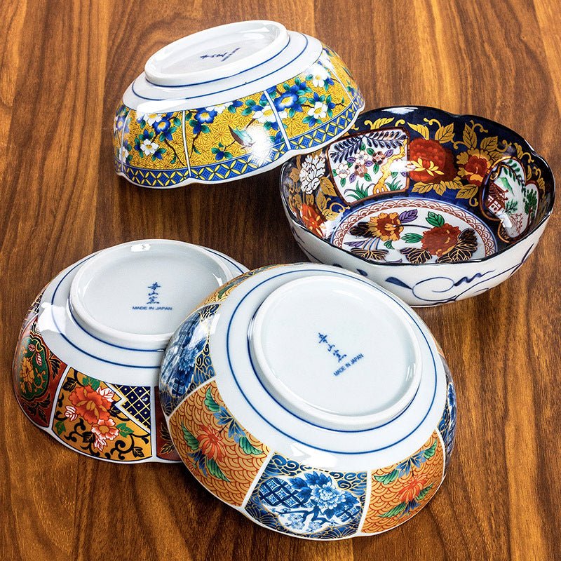 Retro Japanese Peony Pattern Ceramic Rice Bowls – Traditional Tableware for Home Dining