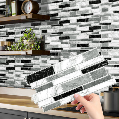 Irregular Black White Gray Marble Peel & Stick Wallpaper – Waterproof Oil-Proof PVC Imitation Tiles for Kitchen & Bathroom