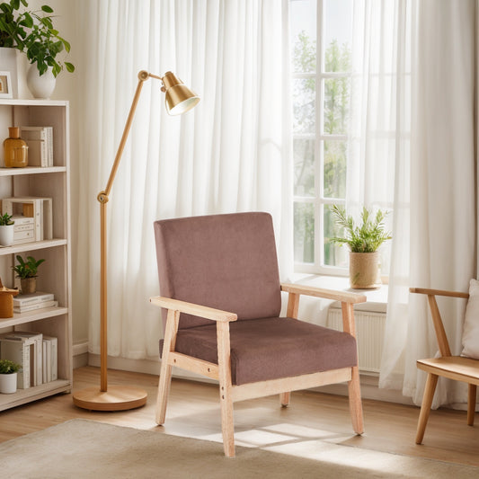 Velvet Accent Chair Relaxing Armchair With Solid Wood Frame For Living Room - DonoHome