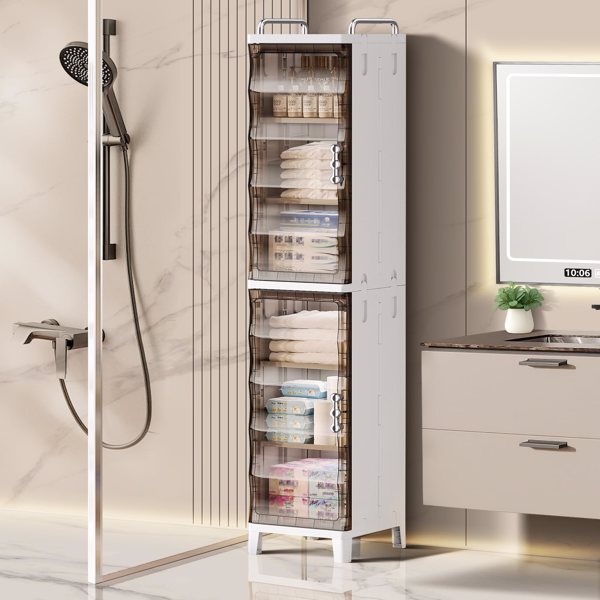 Narrow Slim Folding Storage Cabinet, Magnetic Door (Plastic, Tall)
