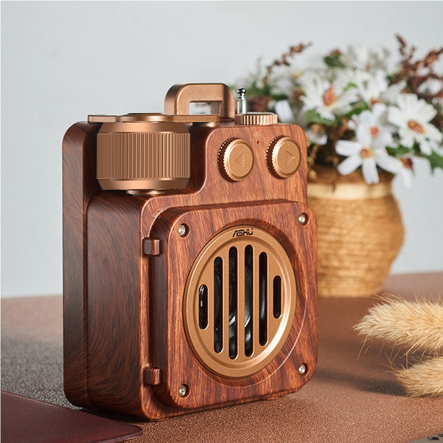 Retro Style Wireless Bluetooth Speaker with FM Radio, Compact & Portable