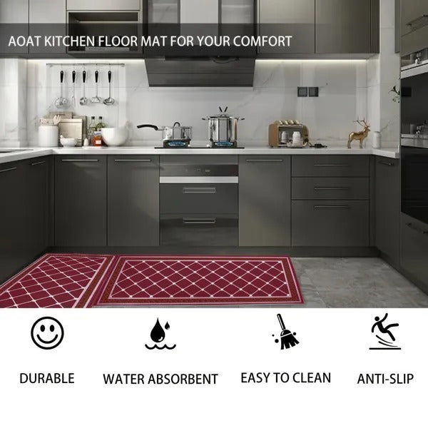 Washable Kitchen Rugs – Non-Slip Absorbent Mats for Floor, Set of 2 Kitchen Runners