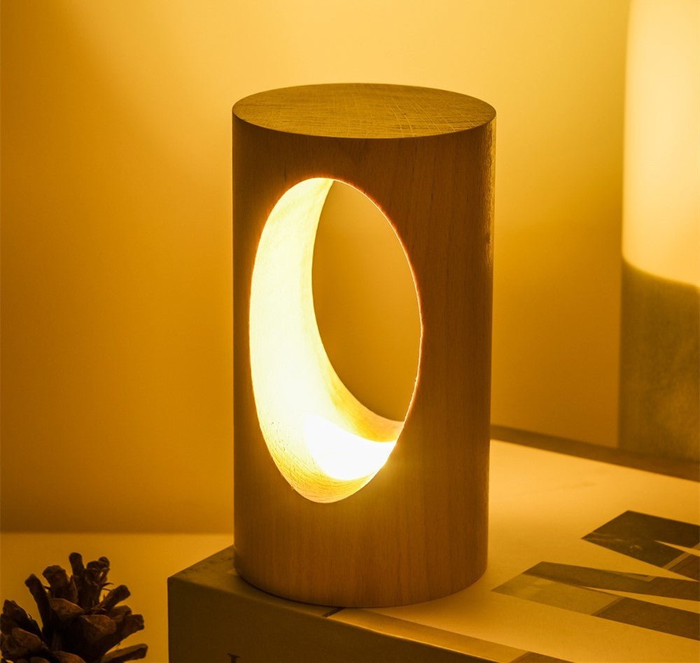 Solid Wood LED Reading Lamp, Natural and Modern Bedside Table Light