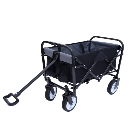 Collapsible Foldable Wagon Cart with Straps – Heavy Duty Utility Wagon for Camping, Gardening, Shopping & Sports (225 lbs Capacity)