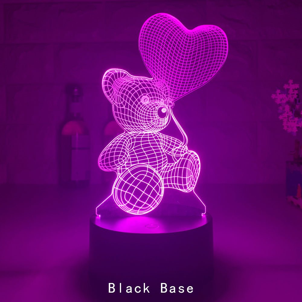 3D Teddy Bear LED Lamp, 16 Color Touch & Remote Control USB Night Light