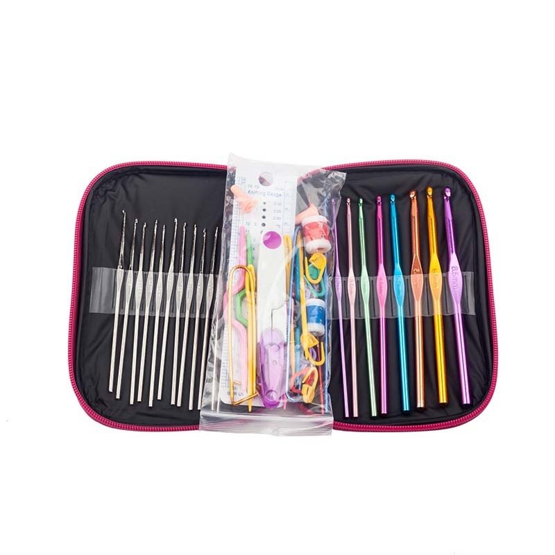 Multi-Color Crochet Hook Set with Accessories and Case for Beginners