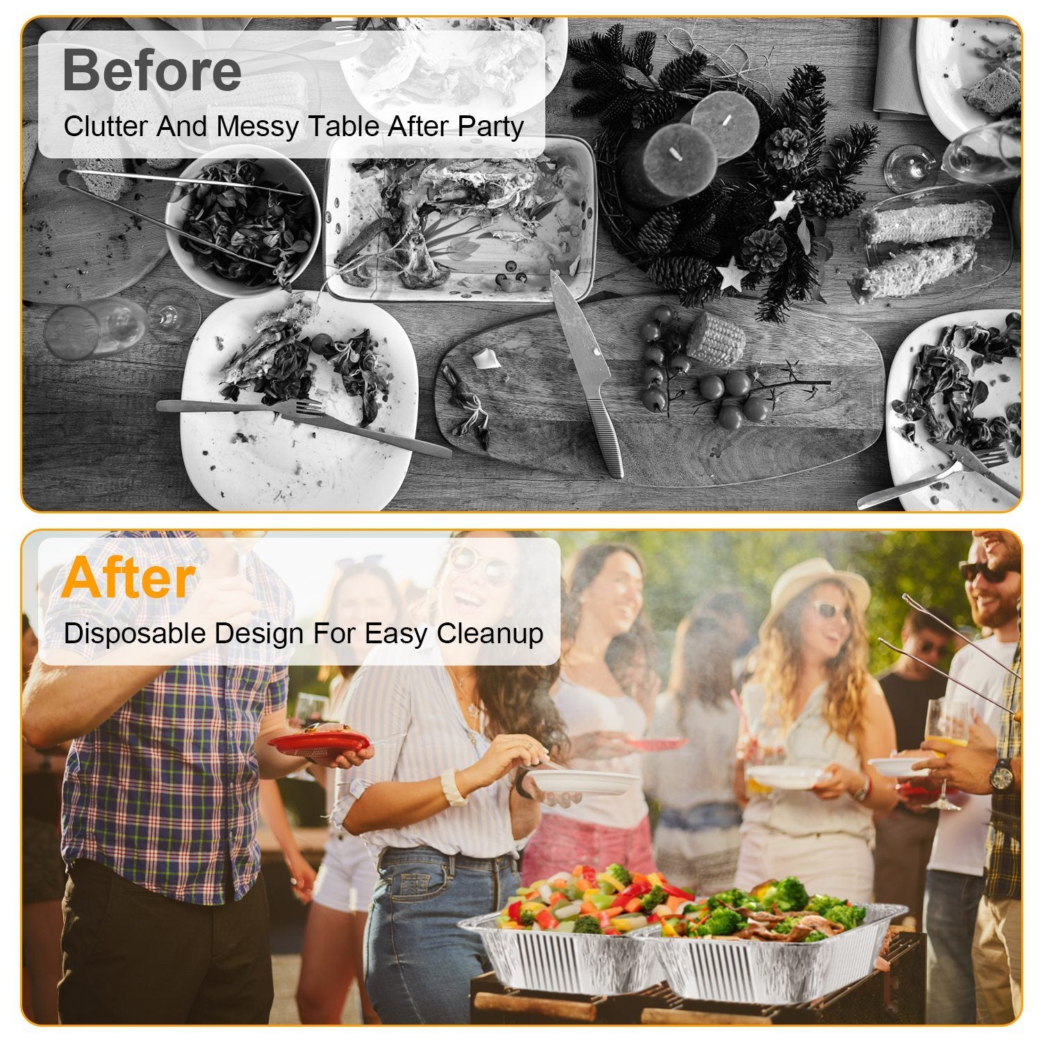 36Pcs Disposable Chafing Dish Buffet Set - Keep Food Warm & Stylish for Catered Events, BBQs - DonoHome