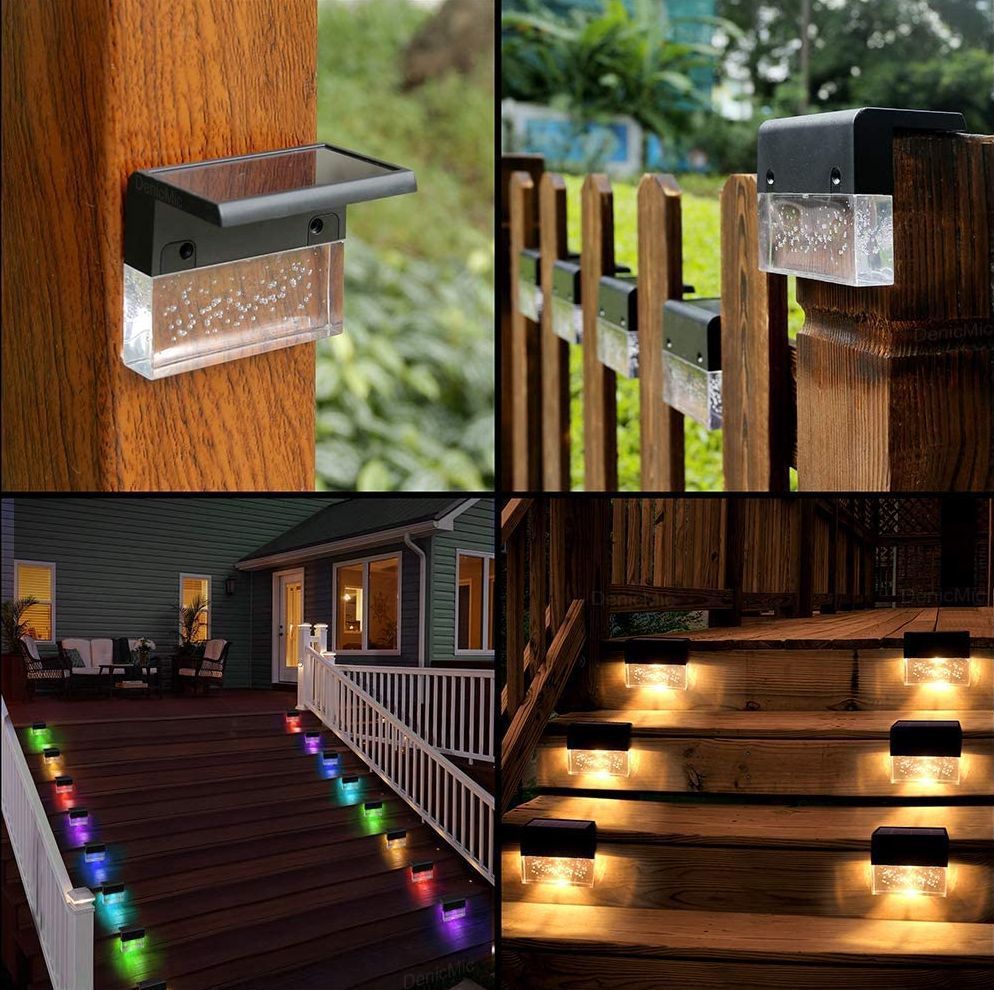 Waterproof RGB Solar Fence & Step Lights with Color-Changing LED for Outdoor Pathway & Garden