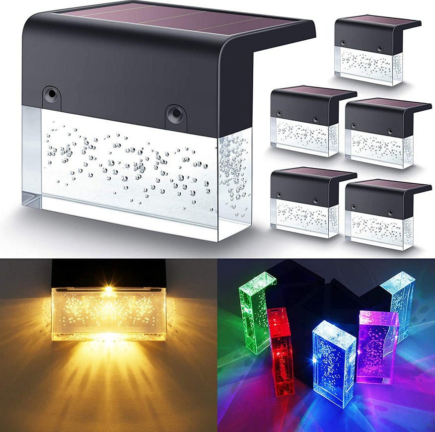 Waterproof RGB Solar Fence & Step Lights with Color-Changing LED for Outdoor Pathway & Garden