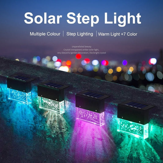 Waterproof RGB Solar Fence & Step Lights with Color-Changing LED for Outdoor Pathway & Garden