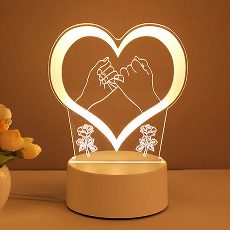 3D Illusion LED Night Light, USB-Powered Decorative Lamp, Birthday & Valentine's Gift