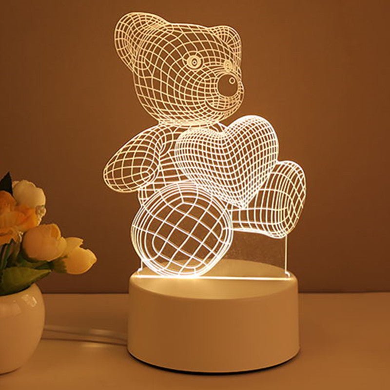 3D Illusion LED Night Light, USB-Powered Decorative Lamp, Birthday & Valentine's Gift