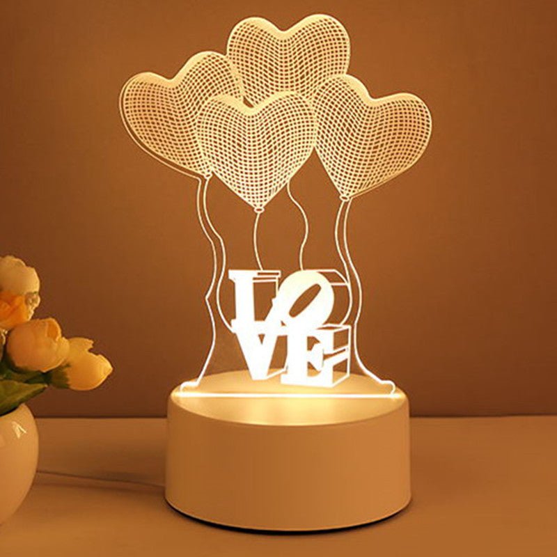 3D Illusion LED Night Light, USB-Powered Decorative Lamp, Birthday & Valentine's Gift