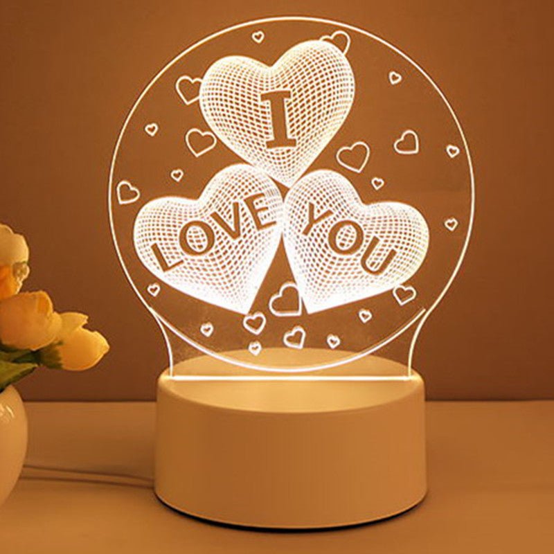 3D Illusion LED Night Light, USB-Powered Decorative Lamp, Birthday & Valentine's Gift