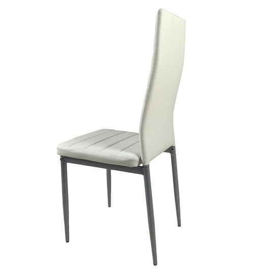 Set of 4 PU Leather Dining Chairs – Modern High-Back, Metal Legs (White)
