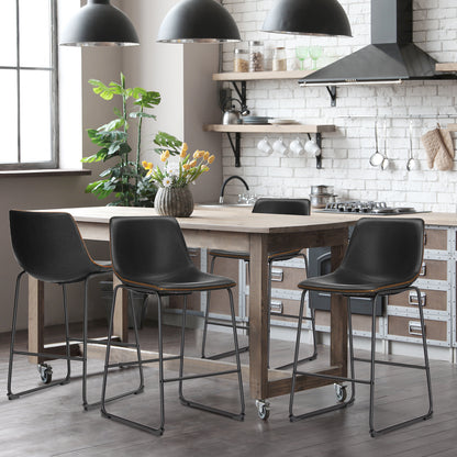 Dining/Counter/Bar Chair – Sled Base (Black/Brown, Seat Height 18″/26″/30″)