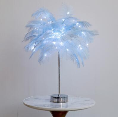 Decorative Feather Desk Lamp with Remote Control, USB & Battery Powered for Bedroom