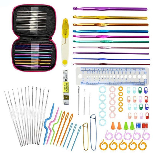 Multi-Color Crochet Hook Set with Accessories and Case for Beginners