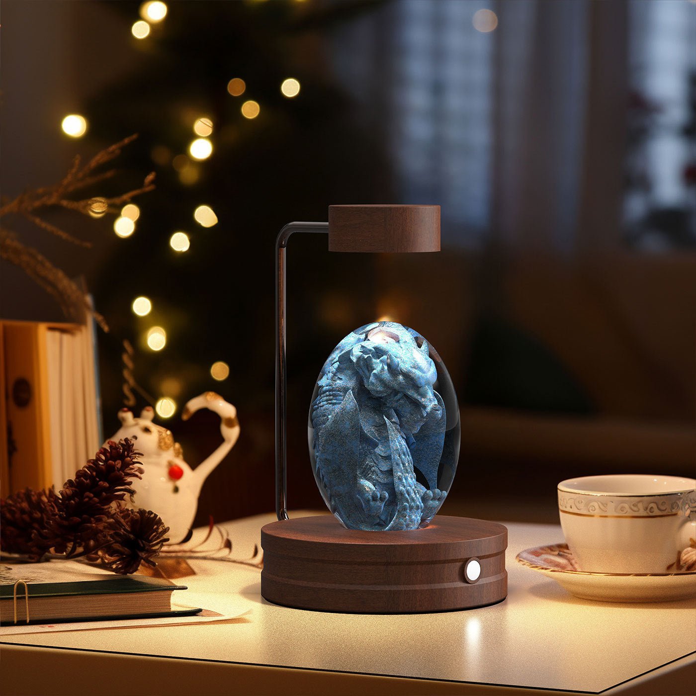 3D Crystal Ball Night Light, Magnetic Floating LED Lamp with Touch Switch
