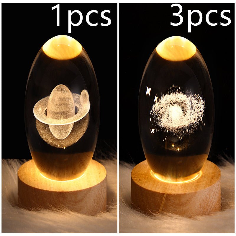 3D Galaxy Crystal Ball LED Night Light, Dimmable Table Lamp