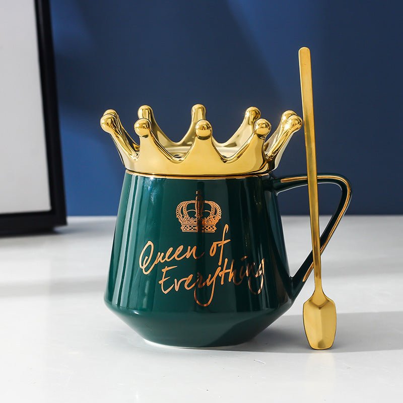 Crown Creative Ceramic Mug – Royal Style Coffee & Tea Cup with Lid