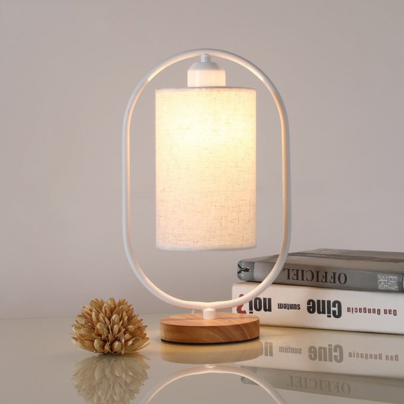 Nordic Metal Bedside Lamp, Dimmable with Linen Shade for Bedroom Decor