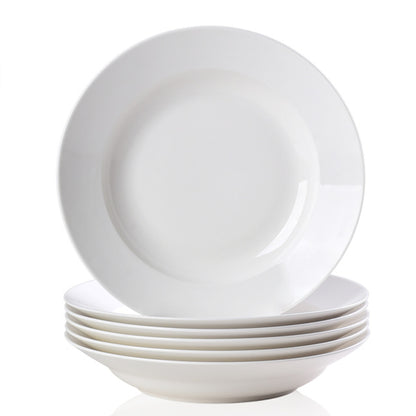 Set of 6 – 9.5″ White Ceramic Dinner/Soup Plates