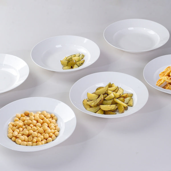 Set of 6 – 9.5″ White Ceramic Dinner/Soup Plates
