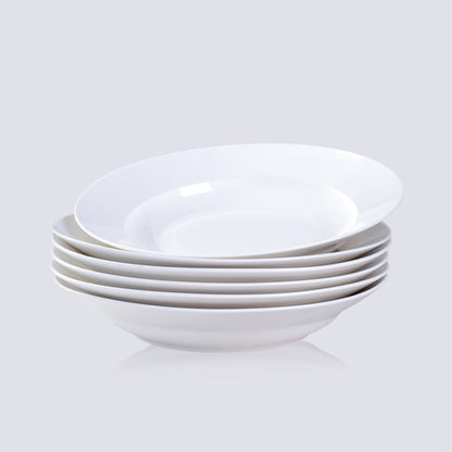 Set of 6 – 9.5″ White Ceramic Dinner/Soup Plates